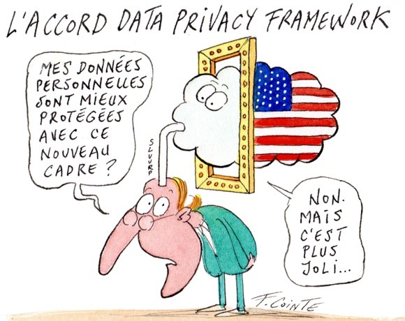 Dessin: Nouveau cadre de protection des données UE-États-Unis
